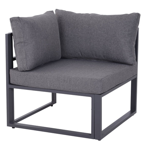 Rootz 6 Piece Garden Set - Outdoor Lounge Set - Patio Furniture - Durable Aluminum Frames - Weather-Resistant Cushions - Tempered Glass Table - Middle Chair: 65cm x 65cm x 63cm - Corner Chair: 65cm x 65cm x 63cm - Coffee Table: 75cm x 70cm x 30cm