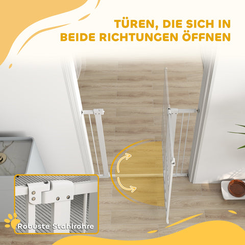 Rootz Dog Door Safety Gate - Pet Barrier - Stair Gate - Adjustable 76-104cm - No Drilling Needed - Double Lock - Swing Doors - 76-104W x 104H cm