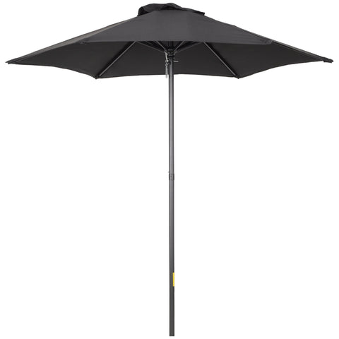 Rootz Black Hexagonal Parasol - Balcony Sunshade - Patio Umbrella - Easy Open - Ø196cm x 2.04m