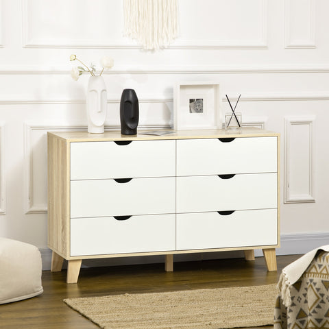 Rootz Scandinavian Chest of Drawers - Storage Furniture - 6 Drawer Dresser - Elegant Design - 120b x 40t x 76h cm