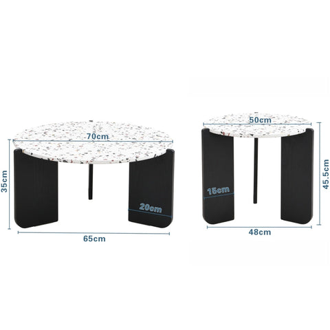 Rootz Modern Set of 2 Coffee Tables - Stylish Tables - Artistic Pattern Tables - Durable MDF - 70cm x 70cm x 35cm & 50cm x 50cm x 45.5cm