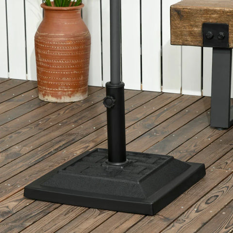 Rootz Parasol Stand - Parasol Holder - Parasol Base - Umbrella Stand - Weather Resistant - Resin Housing - Black - 44cm x 44cm x 33cm