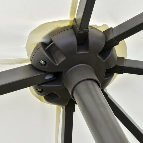 Rootz XXL Garden Umbrella - Large Parasol - Patio Shade - Crank Opening - 4.6m x 2.7m x 2.4m - Weight Bags & Base Included