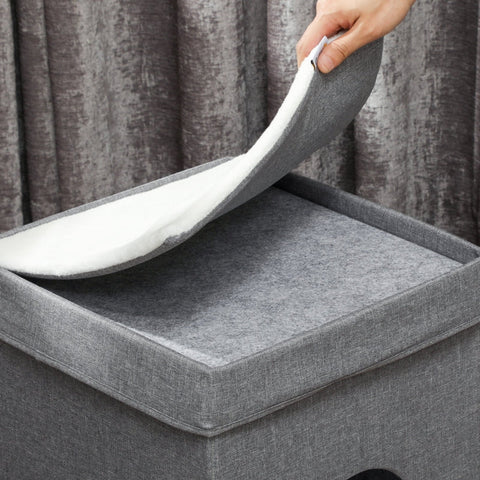 Rootz Cat House - Cat Cave Bed - Cozy Cat Condo - Soft Cushion - Dual Apartments - 74cm x 37.5cm x 78.5cm