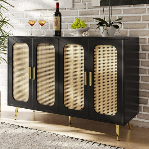 Rootz Rattan Storage Cabinet - Sidewall Cabinet - Elegant Furniture - Anti-Tip Design - 120L x 30W x 89H cm