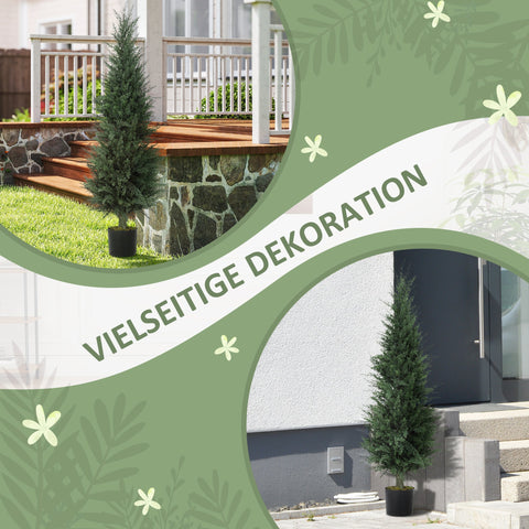 Rootz Cypress-Art Plant - Artificial Greenery - Faux Foliage - UV-Resistant - 40 x 120 cm with Pot