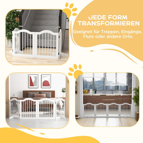 Rootz Pet Dog Barrier - Wooden Dog Gate - Fence - Solid Wood - MDF - Adjustable - 203.5cm x 29.5cm x 61cm