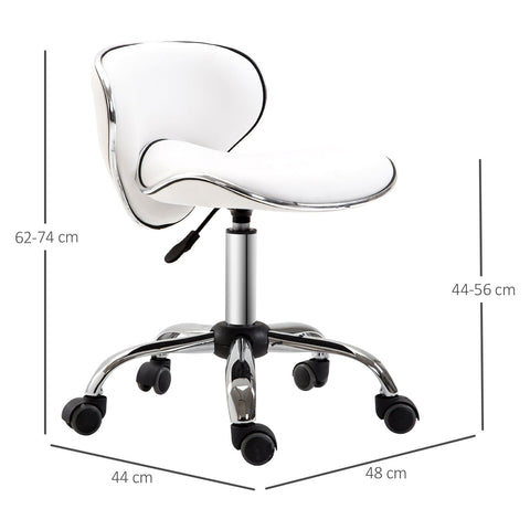 Rootz Roll Stool Work Chair - Adjustable Height Chair - Rotatable Salon Chair - Spinal Support - 44L x 48W x 62-74H cm