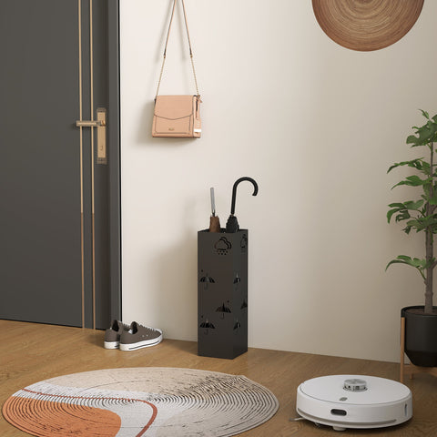 Rootz Metal Umbrella Stand - Rain Catcher - Entryway Organizer - Keeps Floors Dry - 15.5cm x 15.5cm x 49cm