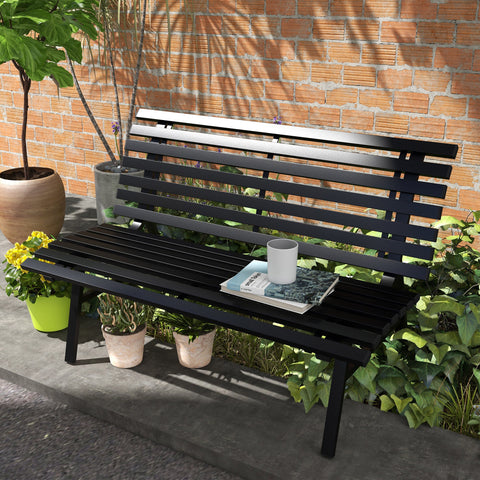 Rootz Garden Bench - Park Bench - Outdoor Seating - Weather-Resistant Aluminum - 123 x 67 x 79 cm - Black