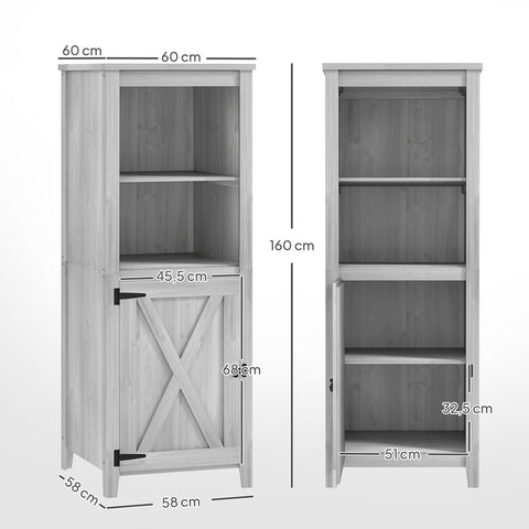 Rootz Garden Shed - Outdoor Storage Cabinet - Wooden Tool Shelter - Slim Design - Fir Wood - 60cm x 60cm x 160cm