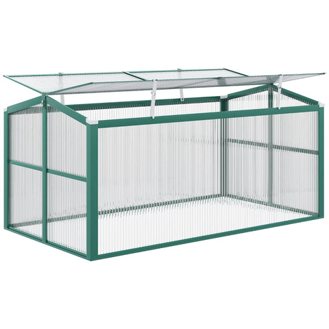 Rootz All-Season Greenhouse - Cold Frame - Gardening Shelter - Adjustable Roof Windows - Maximum Light Transmission - Rust-Proof Aluminum Frame - 130cm x 70cm x 61cm