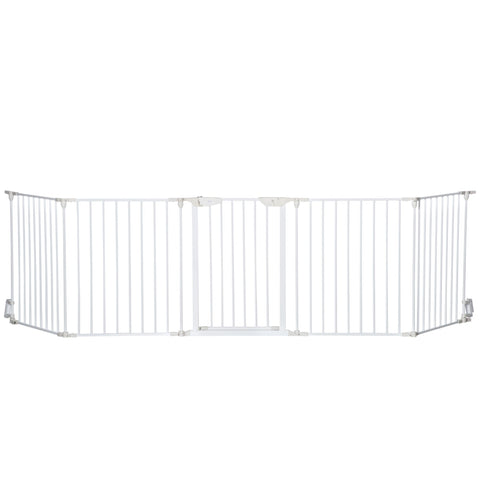 Rootz Modular Folding Dog Park Fence - Pet Safety Gate - Enclosure - Lockable Door - 300L x 74.5H cm Metal PP White