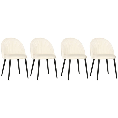 Rootz Shell-Shaped Dining Chairs - Set of 4 - Velvet-Look - Padded Seats - Metal Legs - Elegant Design - 52cm x 54cm x 79cm