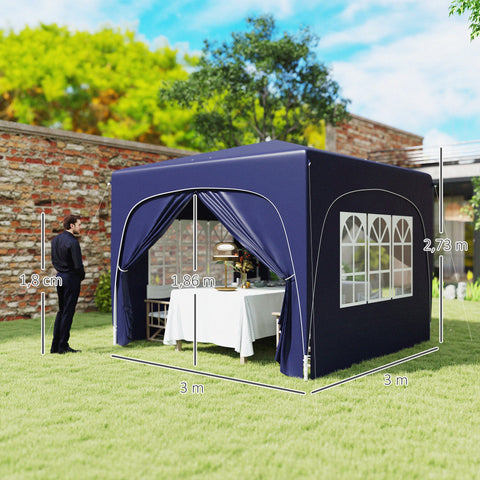 Rootz Pop-Up Gazebo - Garden Tent - Festival Shelter - UPF50+ Protection - 300cm x 300cm x 273cm - Easy Setup & Portable with Carry Bag