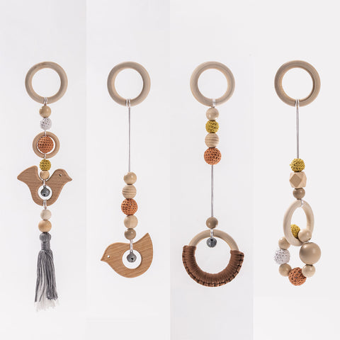 Rootz Wooden Baby Gym with 4 Toys - Infant Play Gym - Sensory Development Gym - Interactive & Engaging - Natural Beauty & Durability - 60cm x 40cm x 50cm