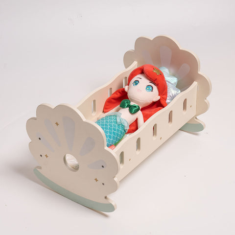 Rootz Wooden Baby Doll Crib (Blue) - Doll Bed - Toy Cradle - Safe & Durable - Adorably Designed - 45cm x 30cm x 25cm