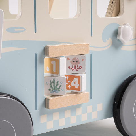 Rootz Adjustable Speed Multi-Functional Baby Walker - Adventurous Vacation Bus Walker - Toddler Activity Walker - Interactive Exploration - Easy to Assemble - Perfect Gift - 61 x 38 x 46 cm - High-Quality Plastic and Wood