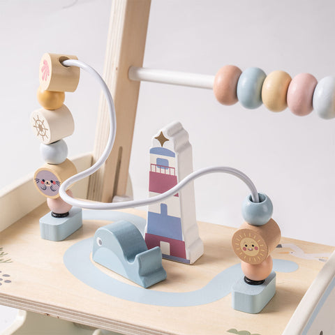 Rootz Adjustable Speed Multi-Functional Baby Walker - Adventurous Vacation Bus Walker - Toddler Activity Walker - Interactive Exploration - Easy to Assemble - Perfect Gift - 61 x 38 x 46 cm - High-Quality Plastic and Wood