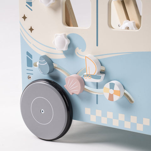 Rootz Adjustable Speed Multi-Functional Baby Walker - Adventurous Vacation Bus Walker - Toddler Activity Walker - Interactive Exploration - Easy to Assemble - Perfect Gift - 61 x 38 x 46 cm - High-Quality Plastic and Wood