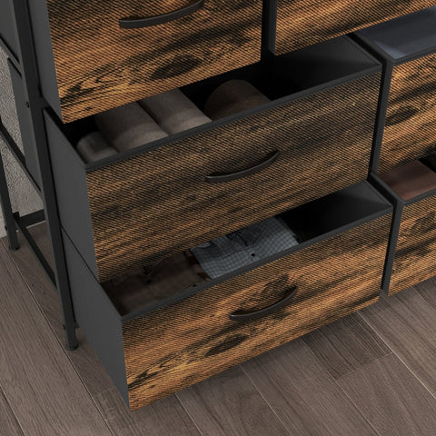 Rootz Fabric Drawer Chest - Sideboard - Organizing Furniture - Melamine Coated Top - Stable Steel Frame - 98cm x 29cm x 85cm