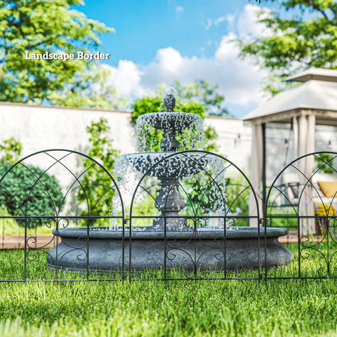 Rootz Decorative Garden Fence Set - Lattice Fence - Steel Fencing - Tool-Free Assembly - 300cm x 70cm Black