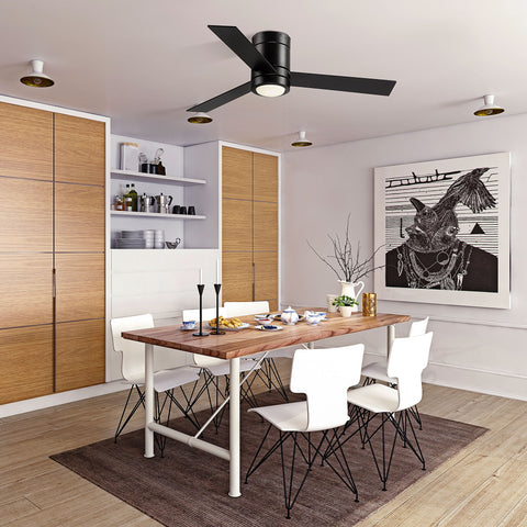 Rootz Ceiling Fan 2 in 1 - LED Light - Quiet Speeds - Remote Control - Ø112cm x 25h cm - Black