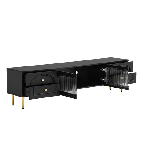 Rootz Lowboard Living Room TV Cabinet - TV Stand - Entertainment Unit - Spacious Storage - 175cm x 35cm x 45cm