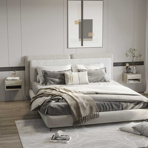 Rootz Set of 2 Wall-Night Tables - Bedside Table - Nightstand - Triple Storage Space - 37b x 32t x 21h cm