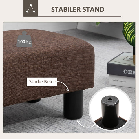 Rootz Stylish Stool with Fabric Cover - Footrest - Coffee Table - Comfortable Seating - Versatile Usage - Floor Protection - 40W x 30D x 24H cm - Linen Fabric