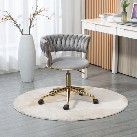 Rootz Velvet Office Chair - Swivel Chair - Ergonomic Chair - Maximum Comfort - 62cm x 62cm x 67cm