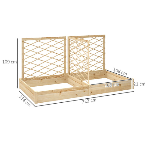 Rootz Jardinière Wooden Flower Box - Planter with Grids - Raised Garden Bed - Open-floor Design - 222cm x 114cm x 109cm