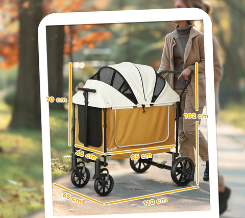 Rootz Dog Car - Pet Buggy - Foldable Pet Stroller - Durable Oxford Fabric - 110cm x 65cm x 102cm