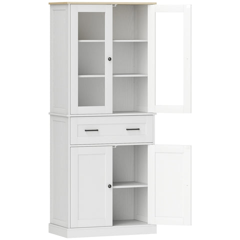 Rootz Kitchen Cabinet - Buffet - Acrylic Front Drawers - Extra Storage - 76 x 40 x 182.5 cm White