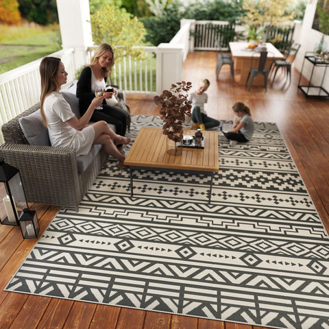 Rootz Outdoor Carpet - Weatherproof Carpet - Boho-Style Rug - Easy to Clean - 182cm x 274cm - Ideal for Camping & Balconies