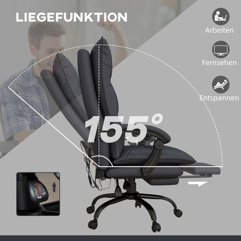 Rootz Massage Office Chair - Ergonomic Computer Chair - Vibration Massage - Heated Lumbar Support - 66cm x 74cm x 114-121.5cm
