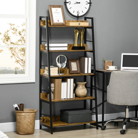 Rootz 5 Tier Industrial Bookcase - Storage Shelf - Living Room Shelf - Maximize Storage - 70L x 35W x 150H cm
