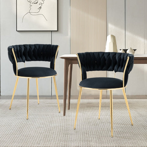 Rootz Velvet Dining Chair Set - Dining Room Chairs - Elegant Seating - Exceptional Comfort - 57L x 55W x 70H cm