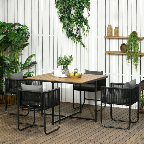Rootz Garden Furniture Set 5-Part - Outdoor Dining Set - Patio Set - Space-Saving Design - Table: 110x110x75cm, Chair: 50.5x49.5x67cm