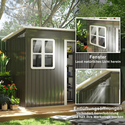 Rootz Garden Shed - Garden House - Outdoor Storage - Lockable Steel Structure - 221cm x 133cm x 190cm