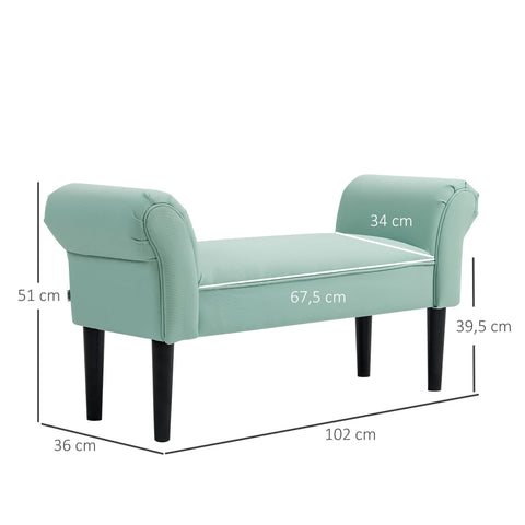 Rootz Padded Bench - Bedroom Bench - Hallway Seat - Comfortable - 102cm x 36cm x 51cm