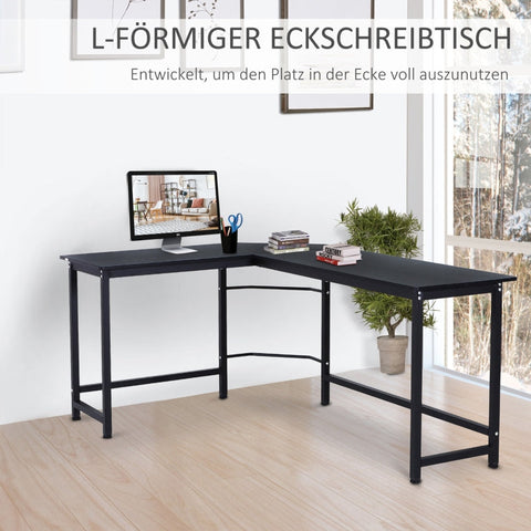 Rootz Vinsetto Hoekbureau - Computerbureau - In hoogte verstelbaar bureau - Optimaal ruimtegebruik - Groot werkoppervlak - Stevig en duurzaam - 168 cm x 120 cm x 75 cm - Metaal Zwart