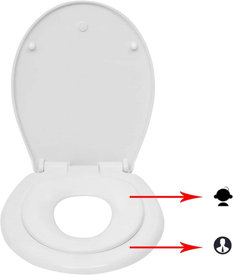 Rootz Premium Toilet Seat with Integrated Child Seat - Family Toilet Seat - Toddler Training Seat - Soft-Close Mechanism - Easy Clean - Quick Installation - 37.8cm x 43.8cm