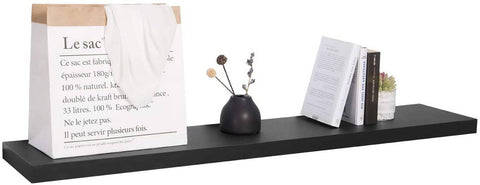 Rootz Wallboard Shelf - CD DVD Book Shelf - Black Floating Wood Shelf - Moisture-Resistant, Easy to Clean - 30x22.9x3.8cm