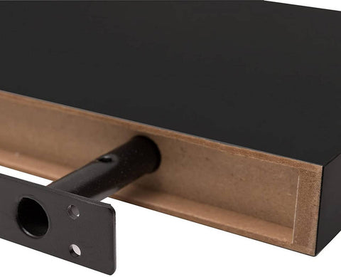 Rootz Wallboard Shelf - CD DVD Book Shelf - Black Floating Wood Shelf - Moisture-Resistant, Easy to Clean - 30x22.9x3.8cm