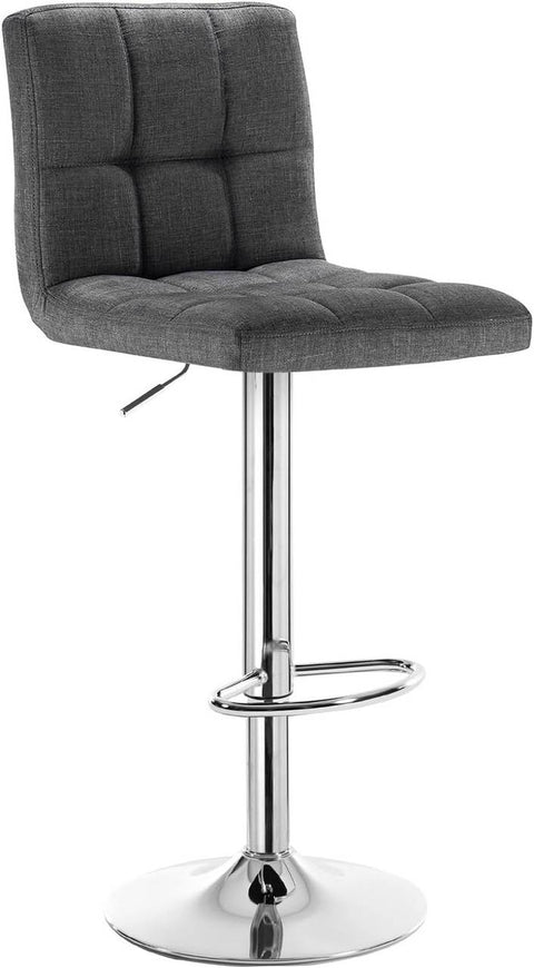 Rootz Bar Stool - Swivel Chair - Adjustable Height - Comfortable Linen Seat - Durable & Ergonomic - Anti-Slip Base - 92-114cm x 44cm x 38cm