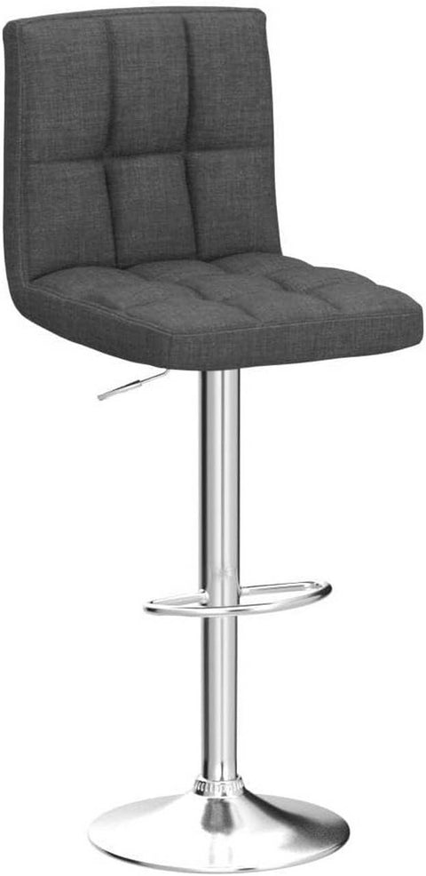 Rootz Bar Stool - Swivel Chair - Adjustable Height - Comfortable Linen Seat - Durable & Ergonomic - Anti-Slip Base - 92-114cm x 44cm x 38cm