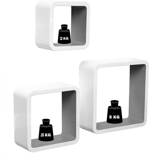 Rootz Floating Wall Shelf Set - MDF Wood - Environmental Protection - Moisture-Resistant - Easy Assembly - Versatile - 26.9cm x 26.9cm x 9.9cm