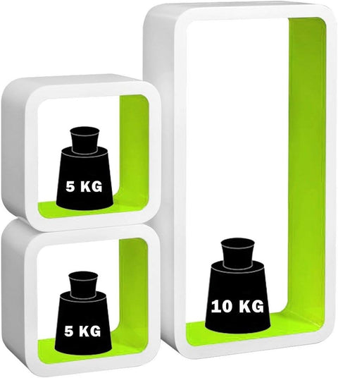 Rootz Floating Wall Shelves Set - Cube Shelves - Wall Mounted Shelves - High-Quality MDF - Space-Saving - Versatile - 42.5x21.5x10cm & 17.5x17.5x10cm