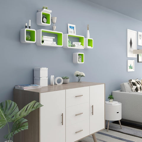 Rootz Floating Wall Shelves Set - Cube Shelves - Wall Mounted Shelves - High-Quality MDF - Space-Saving - Versatile - 42.5x21.5x10cm & 17.5x17.5x10cm